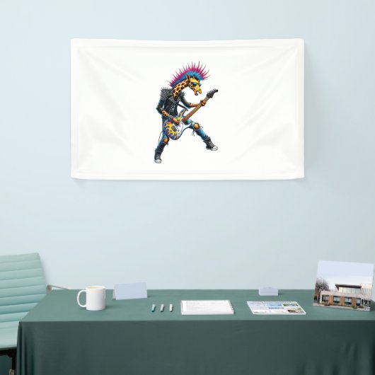 Grappige Punk Giraffe, Rock'n Roll Gothic Giraffe, Spandoek (Beurs)