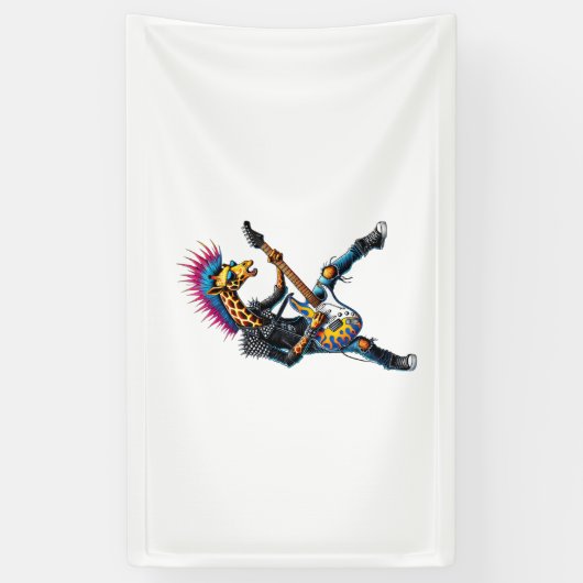 Grappige Punk Giraffe, Rock'n Roll Gothic Giraffe, Spandoek (Verticaal)