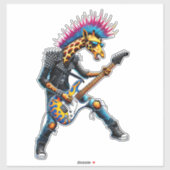 Grappige Punk Giraffe, Rock'n Roll Gothic Giraffe, Sticker (Vel)