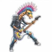 Grappige Punk Giraffe, Rock'n Roll Gothic Giraffe, Sticker (Voorkant)
