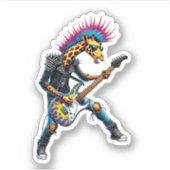 Grappige Punk Giraffe, Rock'n Roll Gothic Giraffe, Sticker (Voorkant)