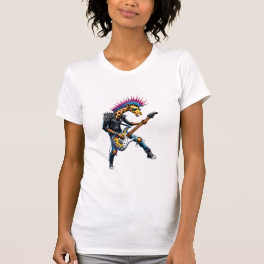 Grappige Punk Giraffe, Rock'n Roll Gothic Giraffe, T-shirt (Voorkant)