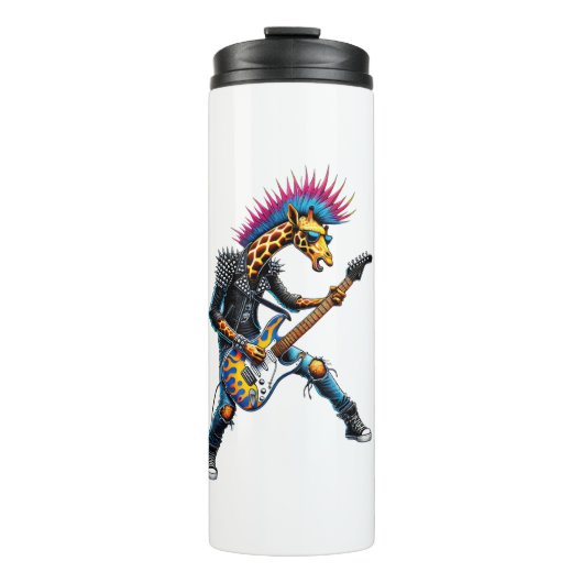 Grappige Punk Giraffe, Rock'n Roll Gothic Giraffe, Thermosbeker (Voorkant)