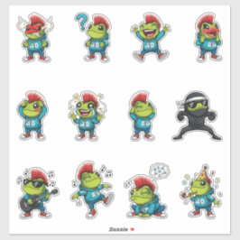 Grappige Punk Kikker Sticker Set — Mohawk Kikker