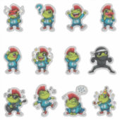 Grappige Punk Kikker Sticker Set — Mohawk Kikker (Voorkant)