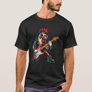 Grappige Punk Kip Rock and Roll Kip Gitaar Ba T-shirt