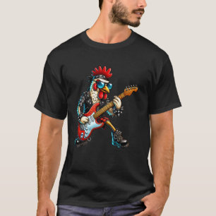 Grappige Punk Kip Rock and Roll Kip Gitaar Ba T-shirt