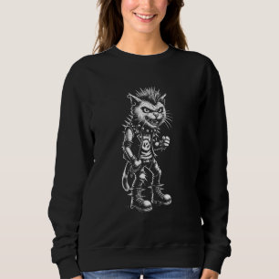 Grappige Punk Rock Cat Rock and Roll Cat Trui