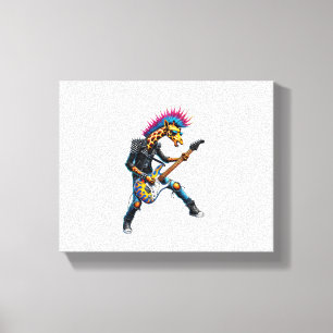 Grappige Punkgiraffe, Rock'n Roll-gothgiraffe, Git Canvas Afdruk