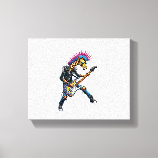 Grappige Punkgiraffe, Rock'n Roll-gothgiraffe, Git Canvas Afdruk (Voorkant)