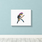 Grappige Punkgiraffe, Rock'n Roll-gothgiraffe, Git Canvas Afdruk (Insitu (Houten vloer))