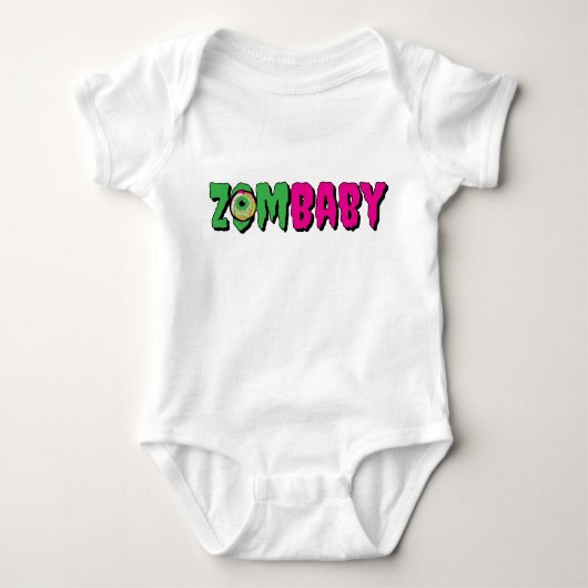 Grappige Punny Schattigee 'ZomBaby' Creepy Typogra Romper (Voorkant)