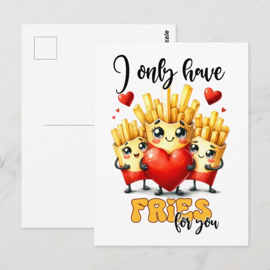 Grappige punny Valentijn Ik heb alleen frietjes vo Briefkaart (Voorkant / Achterkant)