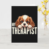 Grappige Pup Mijn Therapeut Cavalier King Charles Kaart (Gele Bloem)