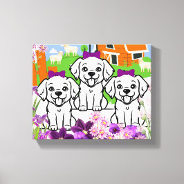 Grappige Puppies Canvas Afdruk