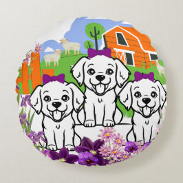 Grappige Puppies Rond Kussen