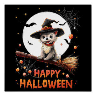 Grappige Puppy Heks Snoep Spoken Halloween Perfect Poster