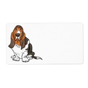 Grappige Puppy Hond Cartoon Lieve Basset Hound Etiket