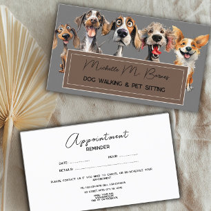 Grappige Puppy Hond Walker Groomer Pet Care Afsprakenkaartje
