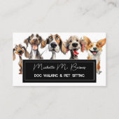 Grappige Puppy Hond Walker Groomer Pet Sitter Wit Afsprakenkaartje (Voorkant)