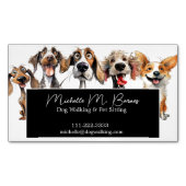 Grappige Puppy Hond Walker Sitter Zwart Wit Magnetisch Visitekaartje (Voorkant)