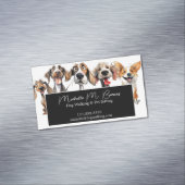 Grappige Puppy Hond Walker Sitter Zwart Wit Magnetisch Visitekaartje (Voorbeeld)