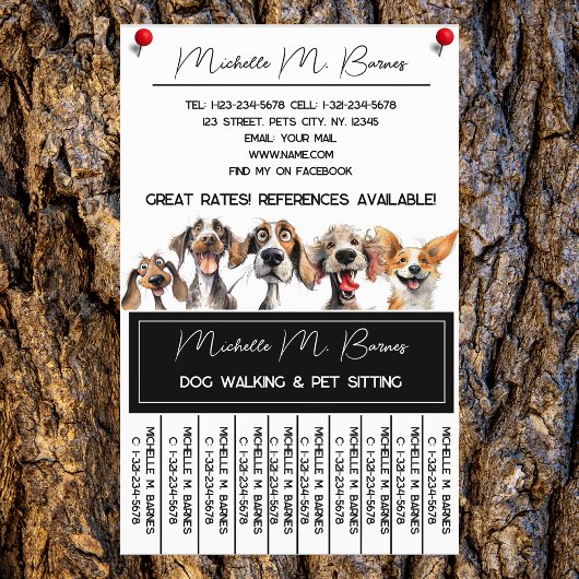 Grappige Puppy Hond Walker Sitter Zwart Wit Tearof Flyer