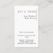 Grappige Puppy Hond Walker Sitter Zwart-wit Visitekaartje (Achterkant)