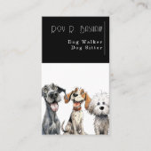 Grappige Puppy Hond Walker Sitter Zwart-wit Visitekaartje (Voorkant)