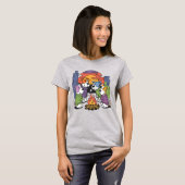 Grappige puppy honden roosteren marshmallows boven t-shirt (Voorkant volledig)