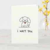 Grappige Puppy Ik Waaif Jou Kaart (Gele Bloem)