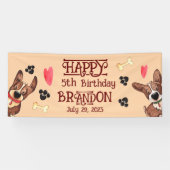 Grappige Puppy Kids Verjaardag Spandoek (Horizontaal)