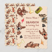 Grappige puppy kinderen verjaardag uitnodiging (Voorkant / Achterkant)