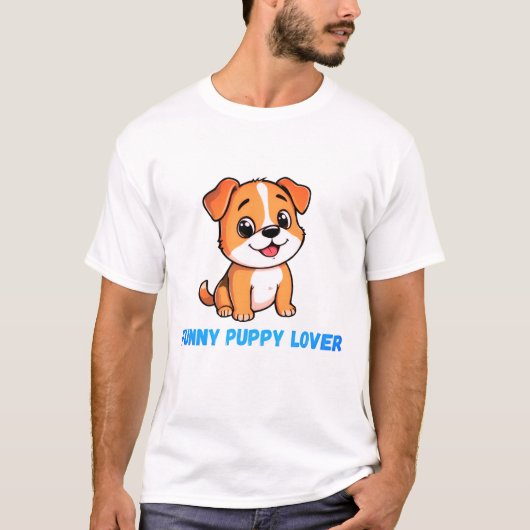 Grappige Puppy Lover Mannen T-Shirt – Schattigee D (Voorkant)