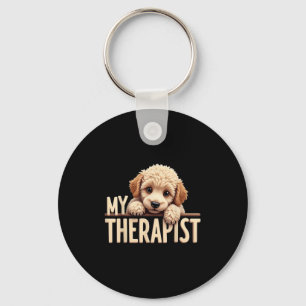 Grappige Puppy Mijn Therapeut Poodle Hond Sleutelhanger