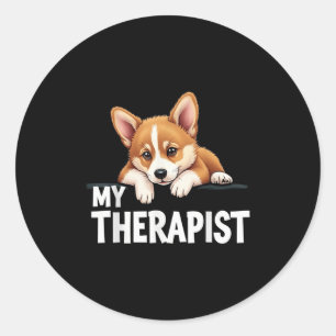 Grappige Puppy Mijn Therapeut Welsh Corgi Hond Ronde Sticker
