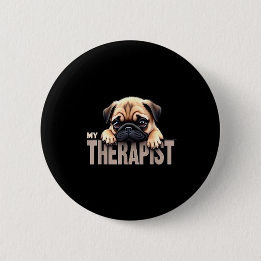 Grappige Puppy Mijn Therast Pug Hond  Ronde Button 5,7 Cm (Voorkant)