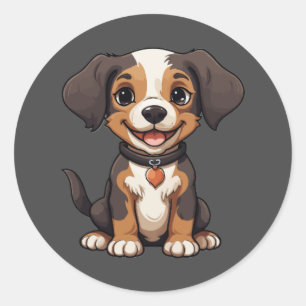 Grappige puppy ronde Sticker