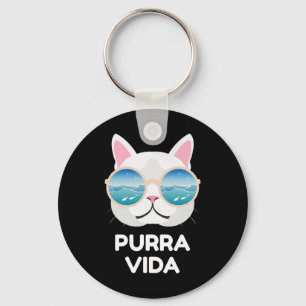 Grappige Pura Vida Kat - Costa Rica Surfen Surf Go Sleutelhanger