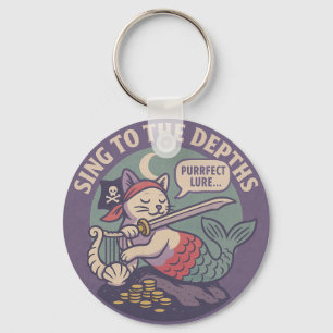 Grappige Purr-maid Piraat Kat Kunst Sleutelhanger