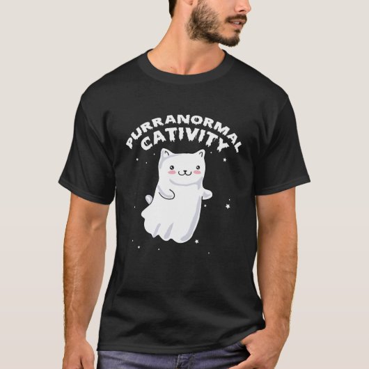 Grappige Purranormale Activiteit Ghost Cat Hallowe T-shirt (Voorkant)