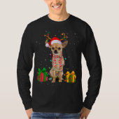 Grappige Pyjama Santa Hat Chihuahua Kerstverlichti T-shirt (Voorkant)