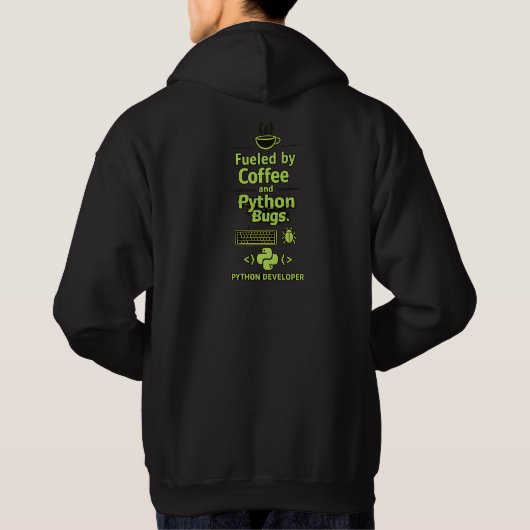 Grappige Python-ontwikkelaar – Aangedreven door ko Hoodie (Achterkant)