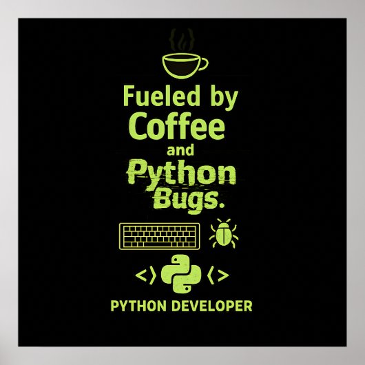 Grappige Python-ontwikkelaar – Aangedreven door ko Poster (Voorkant)