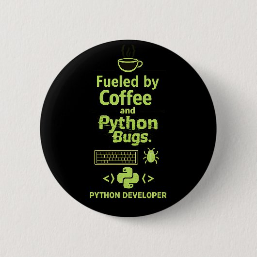 Grappige Python-ontwikkelaar – Aangedreven door ko Ronde Button 5,7 Cm (Voorkant)