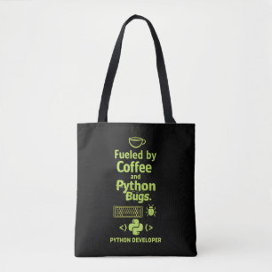 Grappige Python-ontwikkelaar – Brandend door koffi Tote Bag