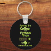 Grappige Python-ontwikkelaar – Brandend op koffieb Sleutelhanger (Voorkant)