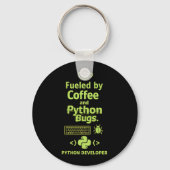Grappige Python-ontwikkelaar – Brandend op koffieb Sleutelhanger (Achterkant)