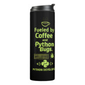 Grappige Python-ontwikkelaar – Gedreven door Coffe Thermosbeker (Gedraaid links)
