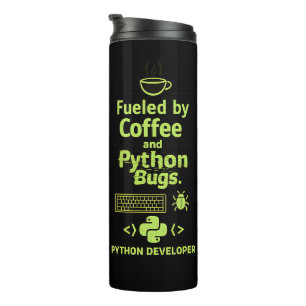 Grappige Python-ontwikkelaar – Gedreven door Coffe Thermosbeker